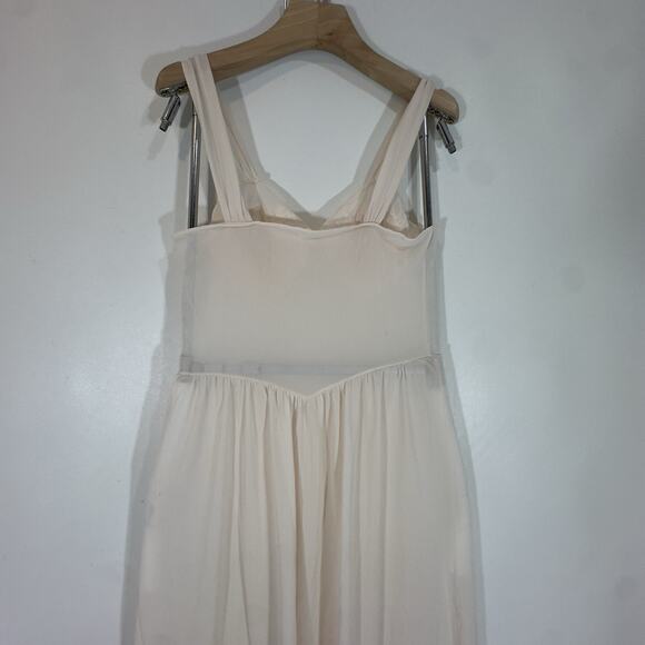 Vintage Blush Nylon Slip Dress Lace Bodice Maxi Nightgown Romantic Cottagecore - Picture 9 of 10